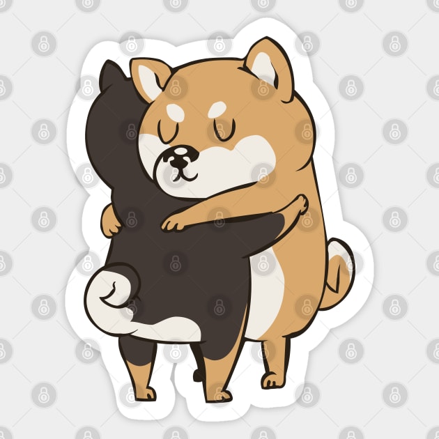 Shiba Inu Hugs Sticker by huebucket